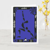 Virabhadrasana i付きヨガグリーティングカード カード (黄色い花)