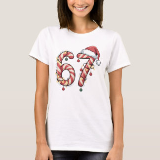 Viral Six Seven (6-7) Candy Cane Meme Christmas Tシャツ