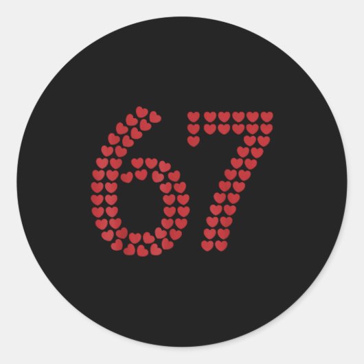 Viral Six Seven Love 67 Hearts Valentine's Day Cli ラウンドシール (正面)