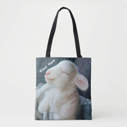 Viral Vern White Lamb Durable Tote Bag トートバッグ (正面)
