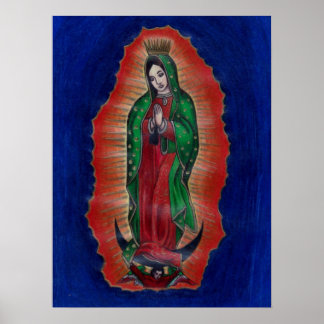 Virgen de Guadalupe色鉛筆アートポスター ポスター