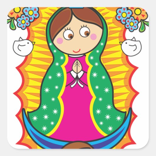 VIRGEN DE GUADALUPE CARICATURA 01 CUSTOMIZABLE PRO スクエアシール (正面)