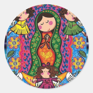 VIRGEN DE GUADALUPE CARICATURA 05 CUSTOMIZABLE PRO ラウンドシール