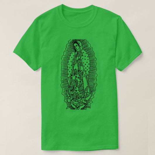 Virgen de Guadalupe Our Lady of Guadalupe Black an Tシャツ (デザイン正面)