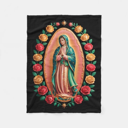 Virgen De Guadalupe Saint Mary Christian Religious フリースブランケット (正面)
