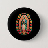 Virgen De Guadalupe Saint Mary Christian Religious 缶バッジ (正面)