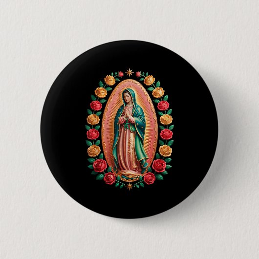 Virgen De Guadalupe Saint Mary Christian Religious 缶バッジ (正面)