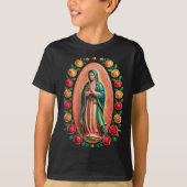 Virgen De Guadalupe Saint Mary Christian Religious Tシャツ (正面)