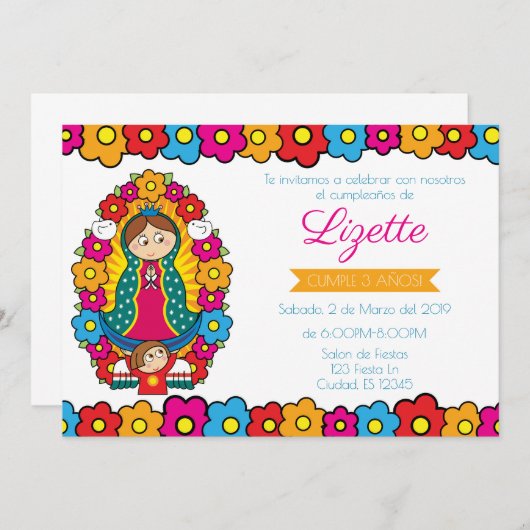 VIRGENCITA -- INVITACION PARA CUMPLEANOS 招待状 (正面/裏面)