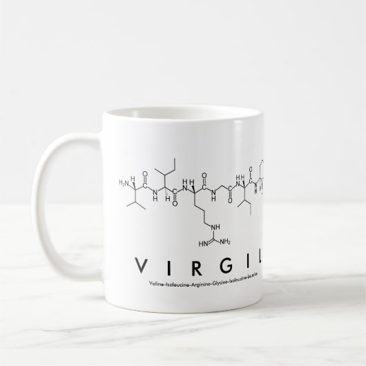Virgilペプチド名mug コーヒーマグカップ (左)