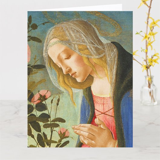 VIRGIN ADORING SLEEPING CHRIST CHILD カード (黄色い花)