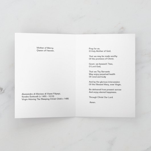 VIRGIN ADORING SLEEPING CHRIST CHILD  カード (内部)