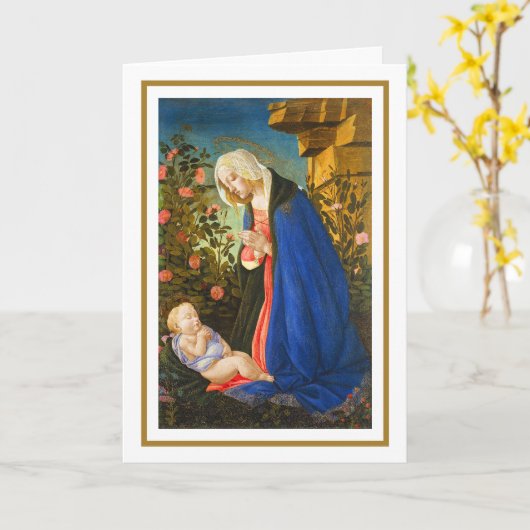 VIRGIN ADORING SLEEPING CHRIST CHILD  カード (黄色い花)