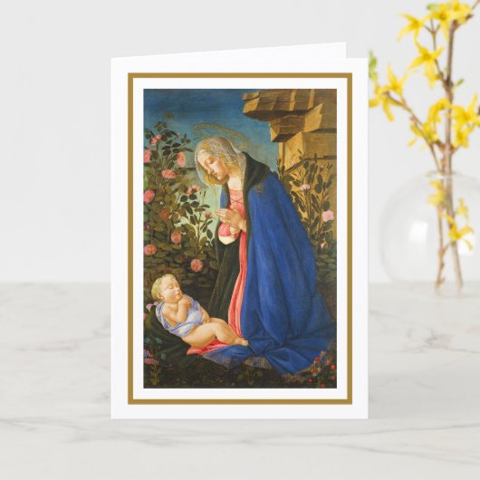 VIRGIN ADORING SLEEPING CHRIST CHILD  カード (黄色い花)