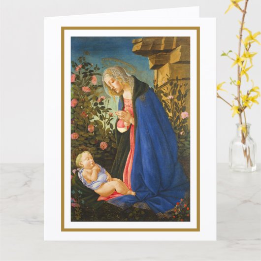VIRGIN ADORING SLEEPING CHRIST CHILD  カード (黄色い花)