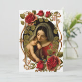 Virgin and Child Red Roses Roman Catholic Baptism  招待状 (スタンド正面)
