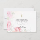 Virgin and Child Soft Pink Roses Catholic Baptism  サンキューカード (正面)
