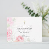 Virgin and Child Soft Pink Roses Catholic Baptism  サンキューカード (スタンド正面)