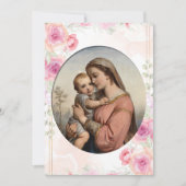 Virgin and Child Soft Pink Roses Catholic Baptism 招待状 (正面)