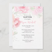 Virgin and Child Soft Pink Roses Catholic Baptism 招待状 (裏面)