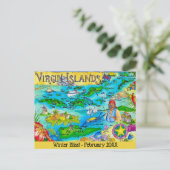 Virgin Islands Illustrated Map Postcard ポストカード (スタンド正面)