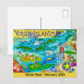 Virgin Islands Illustrated Map Postcard ポストカード (正面/裏面)