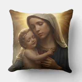 Virgin Mary and Baby Jesus Throw Pillow クッション