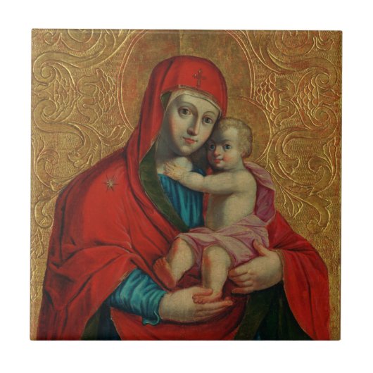 Virgin Mary and Jesus Child by Jan Rombauer タイル (正面)