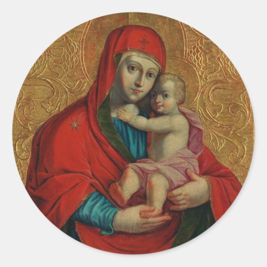 Virgin Mary and Jesus Child by Jan Rombauer ラウンドシール (正面)