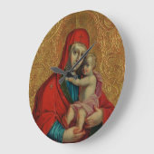 Virgin Mary and Jesus Child by Jan Rombauer ラージ壁時計 (傾斜)