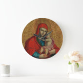 Virgin Mary and Jesus Child by Jan Rombauer ラージ壁時計 (ホーム)