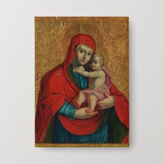 Virgin Mary and Jesus Child by Jan Rombauer 缶バッジ (正面)