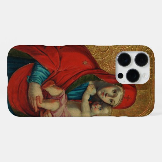 Virgin Mary and Jesus Child by Jan Rombauer iPhoneケース (裏面横)