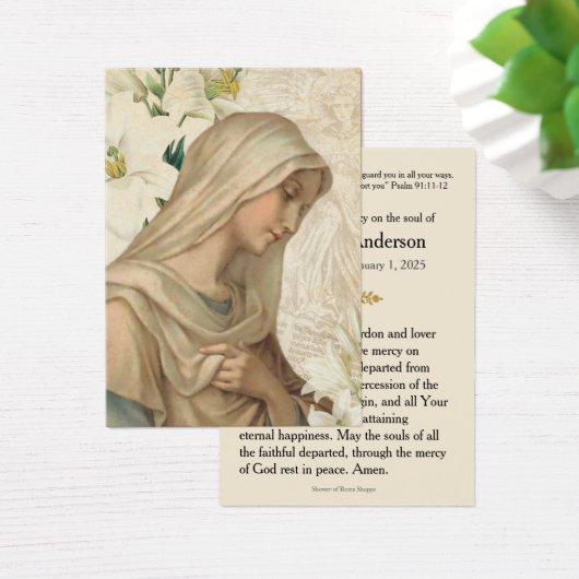 Virgin Mary Catholic Funeral Memorial Holy Card - (デスク)