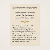 Virgin Mary Catholic Funeral Memorial Holy Card - (裏面)