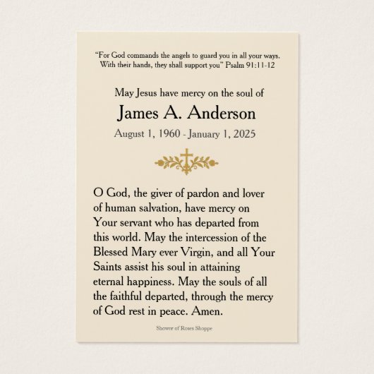 Virgin Mary Catholic Funeral Memorial Holy Card - (裏面)