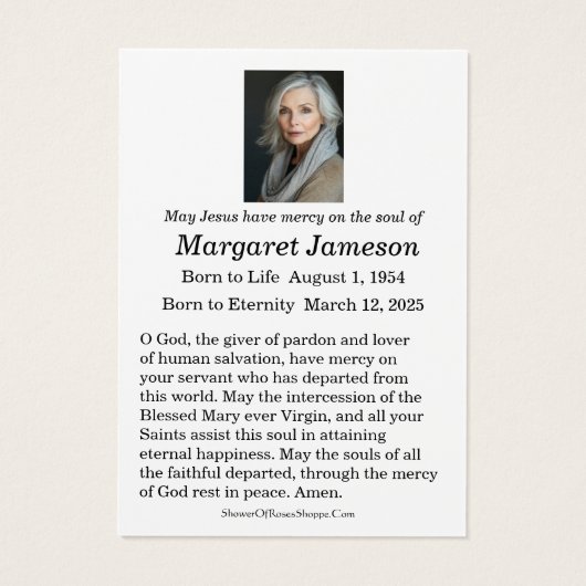 Virgin Mary Catholic Funeral Memorial Holy Card - (裏面)