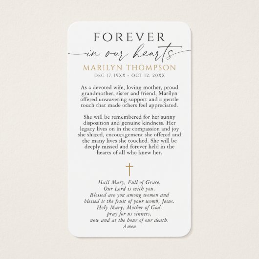 Virgin Mary Cross Hail Mary Funeral Prayer Card (裏面)