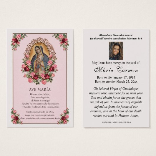 Virgin Mary Guadalupe Roses Catholic Funeral (正面&裏面)