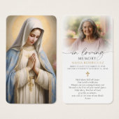 Virgin Mary Hail Mary Photo Funeral Prayer Cards (正面&裏面)