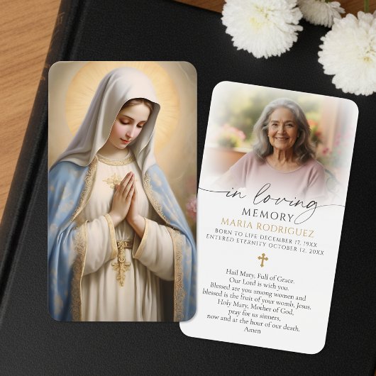 Virgin Mary Hail Mary Photo Funeral Prayer Cards