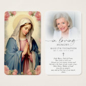 Virgin Mary Hail Mary Photo Memorial Prayer Cards (正面&裏面)