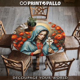 Virgin Mary pray the Cross in flowers, Holy Dove 薄葉紙