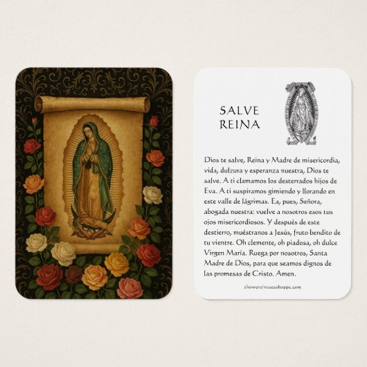 Virgin Mary Salve Reina Spanish Prayer Holy Card (正面&裏面)