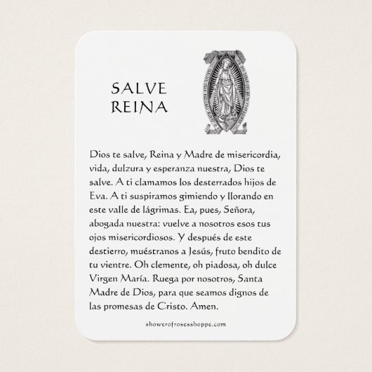Virgin Mary Salve Reina Spanish Prayer Holy Card (裏面)