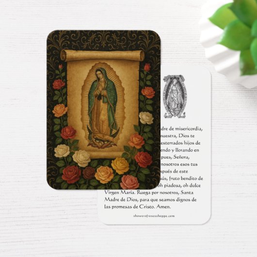 Virgin Mary Salve Reina Spanish Prayer Holy Card (デスク)