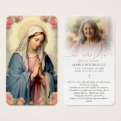 Virgin Mary Spanish Hail Mary Photo Memorial Cards (正面&裏面)