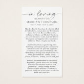 Virgin Mary The Lord's Prayer Memorial Prayer Card (裏面)