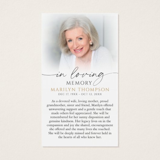 Virgin Mary The Lord's Prayer Sympathy Card (裏面)