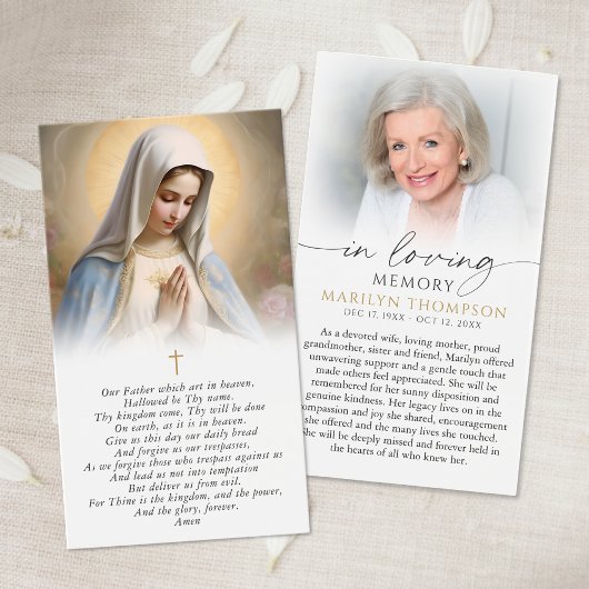 Virgin Mary The Lord's Prayer Sympathy Card